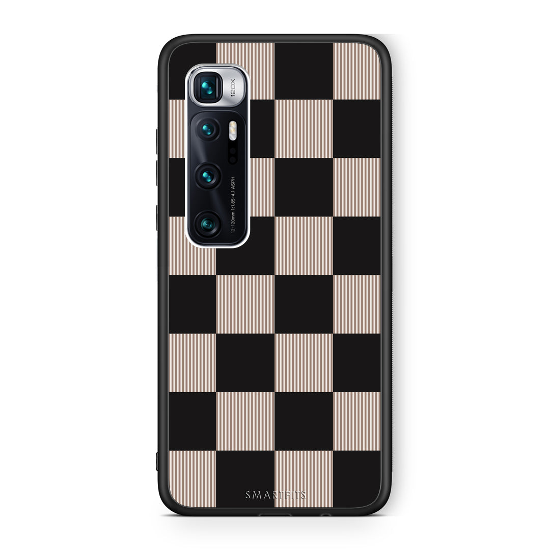 Θήκη Xiaomi Mi 10 Ultra Black and Taupe Striped Checks από τη Smartfits με σχέδιο στο πίσω μέρος και μαύρο περίβλημα | Xiaomi Mi 10 Ultra Black and Taupe Striped Checks case with colorful back and black bezels