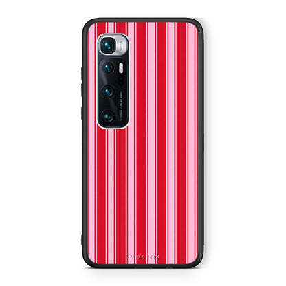Θήκη Xiaomi Mi 10 Ultra Red and Pink Vertical Pinstripes από τη Smartfits με σχέδιο στο πίσω μέρος και μαύρο περίβλημα | Xiaomi Mi 10 Ultra Red and Pink Vertical Pinstripes case with colorful back and black bezels