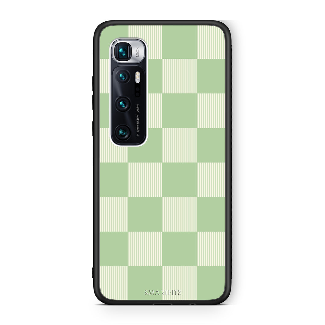 Θήκη Xiaomi Mi 10 Ultra Sage and Cream Striped Checks από τη Smartfits με σχέδιο στο πίσω μέρος και μαύρο περίβλημα | Xiaomi Mi 10 Ultra Sage and Cream Striped Checks case with colorful back and black bezels