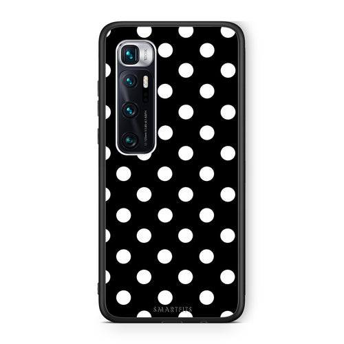 Θήκη Xiaomi Mi 10 Ultra White Polka Dots on Black από τη Smartfits με σχέδιο στο πίσω μέρος και μαύρο περίβλημα | Xiaomi Mi 10 Ultra White Polka Dots on Black case with colorful back and black bezels