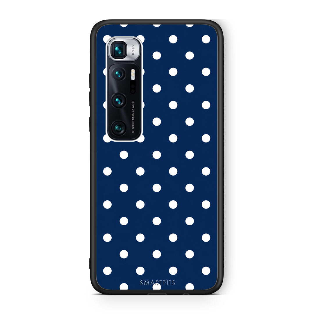 Θήκη Xiaomi Mi 10 Ultra White Small Polka Dots on Navy από τη Smartfits με σχέδιο στο πίσω μέρος και μαύρο περίβλημα | Xiaomi Mi 10 Ultra White Small Polka Dots on Navy case with colorful back and black bezels