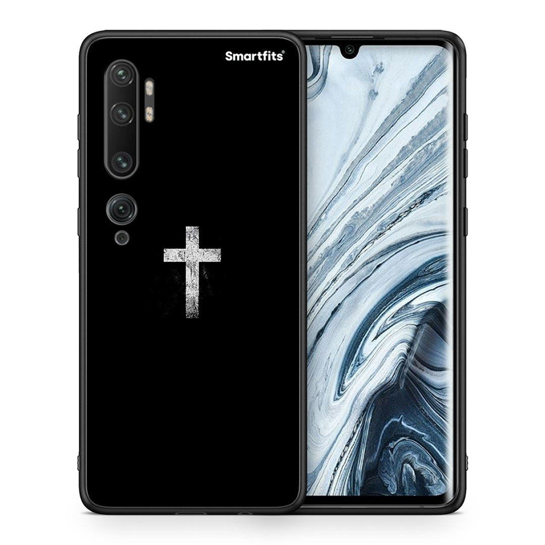 Θήκη Xiaomi Mi Note 10 Pro White Cross από τη Smartfits με σχέδιο στο πίσω μέρος και μαύρο περίβλημα | Xiaomi Mi Note 10 Pro White Cross case with colorful back and black bezels