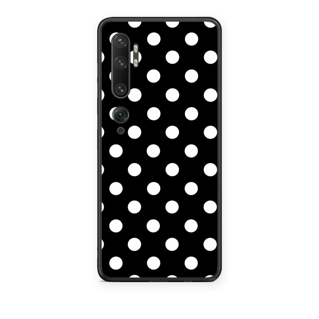 Θήκη Xiaomi Mi Note 10 / 10 Pro White Polka Dots on Black από τη Smartfits με σχέδιο στο πίσω μέρος και μαύρο περίβλημα | Xiaomi Mi Note 10 / 10 Pro White Polka Dots on Black case with colorful back and black bezels