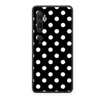 Θήκη Xiaomi Mi Note 10 / 10 Pro White Polka Dots on Black από τη Smartfits με σχέδιο στο πίσω μέρος και μαύρο περίβλημα | Xiaomi Mi Note 10 / 10 Pro White Polka Dots on Black case with colorful back and black bezels