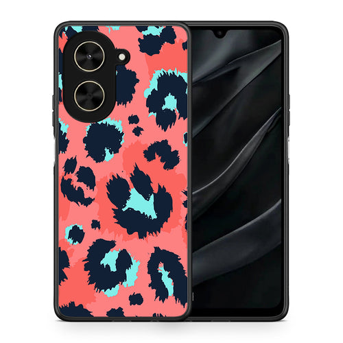 Θήκη Xiaomi Poco C71 Pink Leopard Animal από τη Smartfits με σχέδιο στο πίσω μέρος και μαύρο περίβλημα | Xiaomi Poco C71 Pink Leopard Animal case with colorful back and black bezels