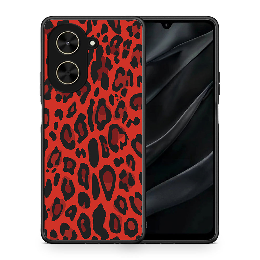 Θήκη Xiaomi Poco C71 Red Leopard Animal από τη Smartfits με σχέδιο στο πίσω μέρος και μαύρο περίβλημα | Xiaomi Poco C71 Red Leopard Animal case with colorful back and black bezels