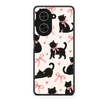 Θήκη Xiaomi Poco C71 Black Kittens and Pink Bows on Cream Large από τη Smartfits με σχέδιο στο πίσω μέρος και μαύρο περίβλημα | Xiaomi Poco C71 Black Kittens and Pink Bows on Cream Large case with colorful back and black bezels