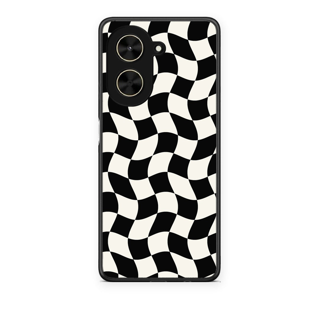 Θήκη Xiaomi Poco C71 Black and Cream Wavy Checkerboard από τη Smartfits με σχέδιο στο πίσω μέρος και μαύρο περίβλημα | Xiaomi Poco C71 Black and Cream Wavy Checkerboard case with colorful back and black bezels