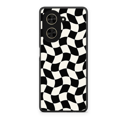 Θήκη Xiaomi Poco C71 Black and Cream Wavy Checkerboard από τη Smartfits με σχέδιο στο πίσω μέρος και μαύρο περίβλημα | Xiaomi Poco C71 Black and Cream Wavy Checkerboard case with colorful back and black bezels