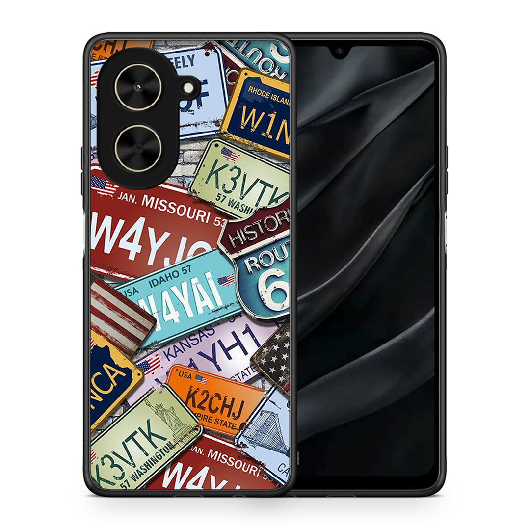 Θήκη Xiaomi Poco C71 Car Plates από τη Smartfits με σχέδιο στο πίσω μέρος και μαύρο περίβλημα | Xiaomi Poco C71 Car Plates case with colorful back and black bezels