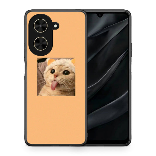 Θήκη Xiaomi Poco C71 Cat Tongue από τη Smartfits με σχέδιο στο πίσω μέρος και μαύρο περίβλημα | Xiaomi Poco C71 Cat Tongue case with colorful back and black bezels
