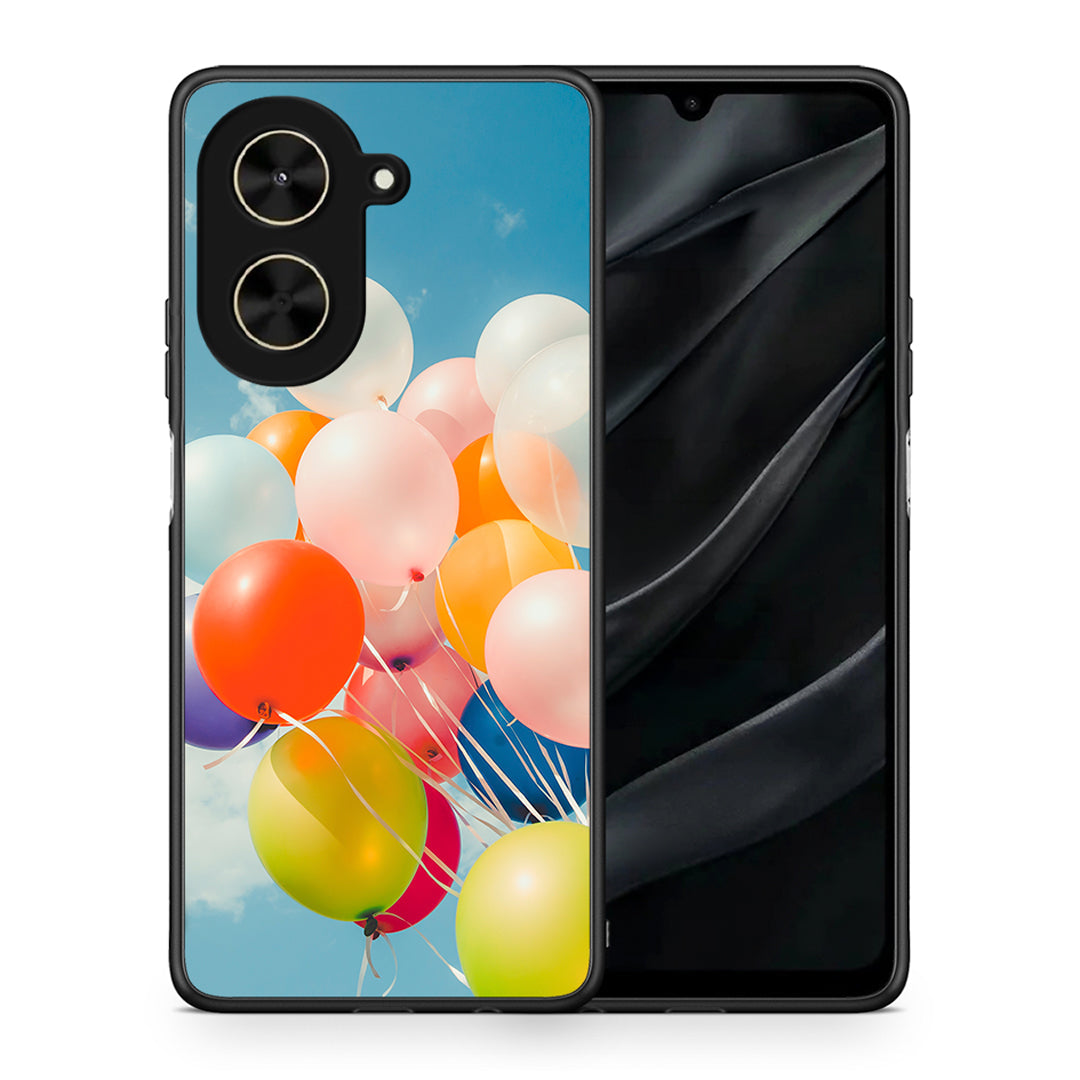 Θήκη Xiaomi Poco C71 Colorful Balloons από τη Smartfits με σχέδιο στο πίσω μέρος και μαύρο περίβλημα | Xiaomi Poco C71 Colorful Balloons case with colorful back and black bezels