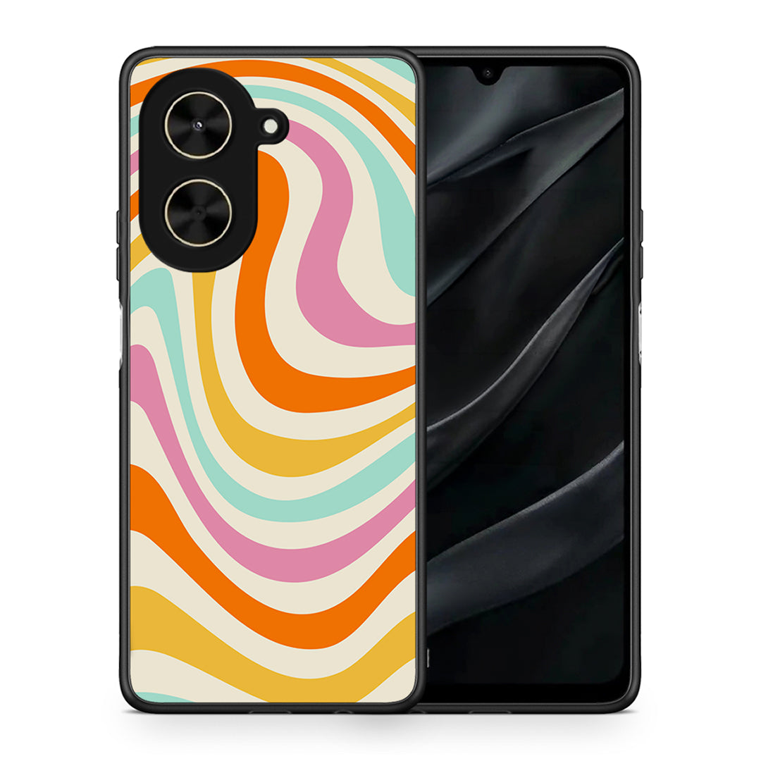 Θήκη Xiaomi Poco C71 Colourful Waves από τη Smartfits με σχέδιο στο πίσω μέρος και μαύρο περίβλημα | Xiaomi Poco C71 Colourful Waves case with colorful back and black bezels