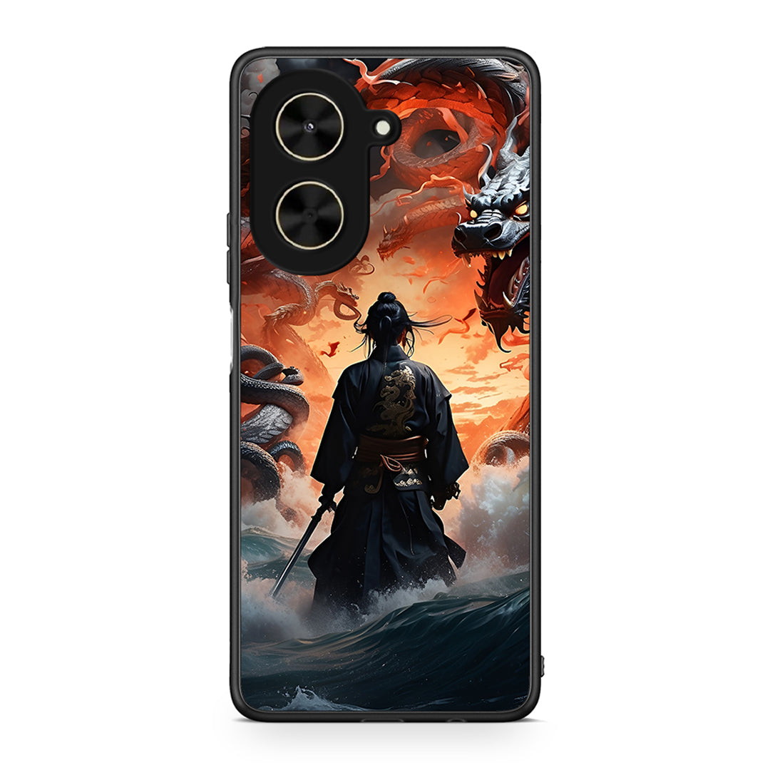 Xiaomi Poco C71 Dragons Fight θήκη από τη Smartfits με σχέδιο στο πίσω μέρος και μαύρο περίβλημα | Smartphone case with colorful back and black bezels by Smartfits