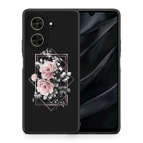 Θήκη Xiaomi Poco C71 Frame Flower από τη Smartfits με σχέδιο στο πίσω μέρος και μαύρο περίβλημα | Xiaomi Poco C71 Frame Flower case with colorful back and black bezels