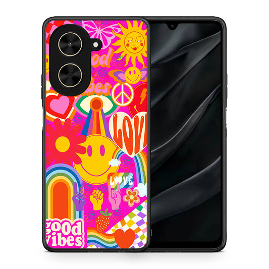 Θήκη Xiaomi Poco C71 Hippie Love από τη Smartfits με σχέδιο στο πίσω μέρος και μαύρο περίβλημα | Xiaomi Poco C71 Hippie Love case with colorful back and black bezels
