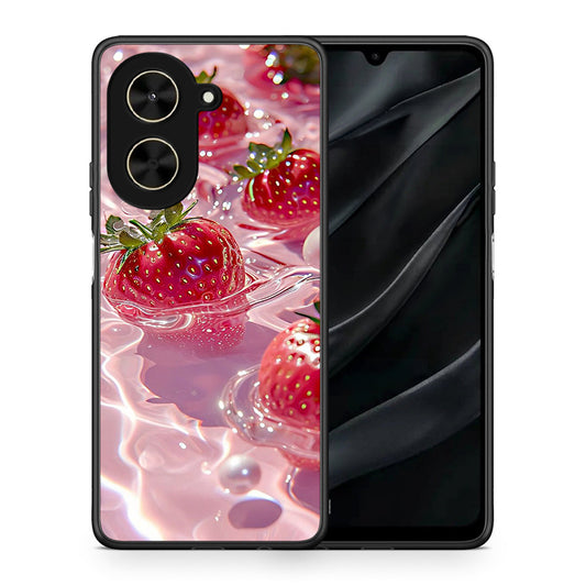 Θήκη Xiaomi Poco C71 Juicy Strawberries από τη Smartfits με σχέδιο στο πίσω μέρος και μαύρο περίβλημα | Xiaomi Poco C71 Juicy Strawberries case with colorful back and black bezels
