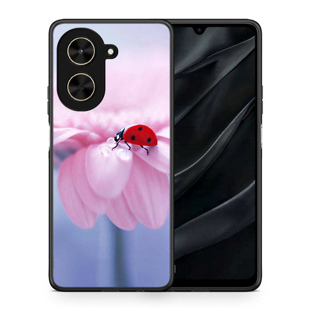 Θήκη Xiaomi Poco C71 Ladybug Flower από τη Smartfits με σχέδιο στο πίσω μέρος και μαύρο περίβλημα | Xiaomi Poco C71 Ladybug Flower case with colorful back and black bezels