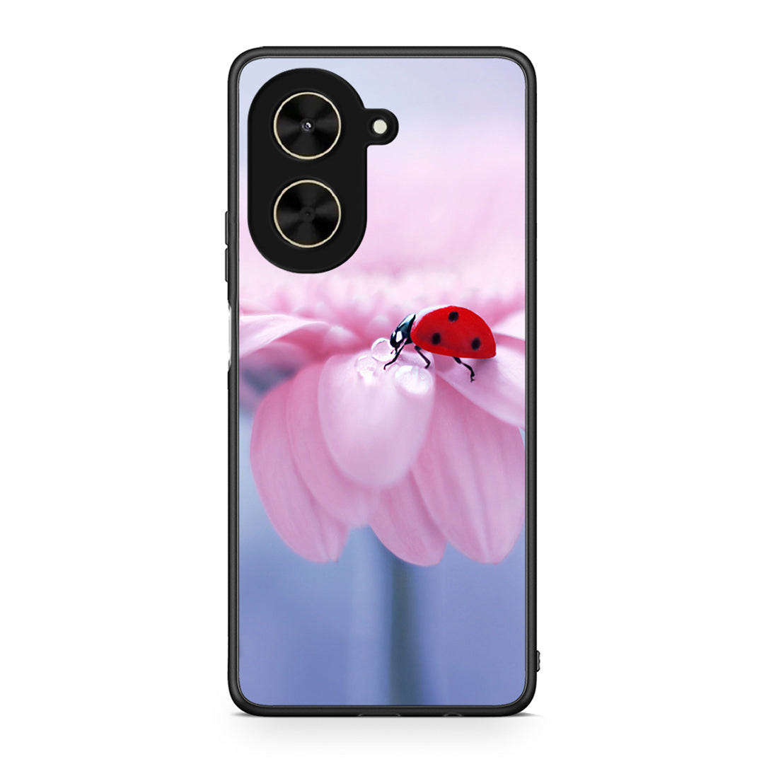 Xiaomi Poco C71 Ladybug Flower θήκη από τη Smartfits με σχέδιο στο πίσω μέρος και μαύρο περίβλημα | Smartphone case with colorful back and black bezels by Smartfits