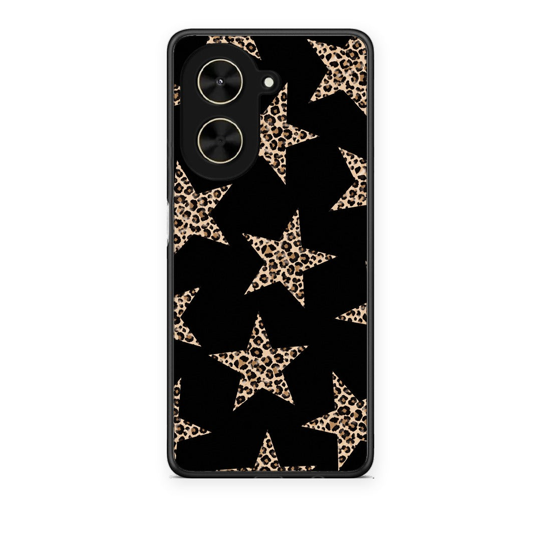 Θήκη Xiaomi Poco C71 Leopard Stars on Black από τη Smartfits με σχέδιο στο πίσω μέρος και μαύρο περίβλημα | Xiaomi Poco C71 Leopard Stars on Black case with colorful back and black bezels