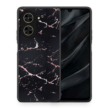 Θήκη Xiaomi Poco C71 Black Rosegold Marble από τη Smartfits με σχέδιο στο πίσω μέρος και μαύρο περίβλημα | Xiaomi Poco C71 Black Rosegold Marble case with colorful back and black bezels