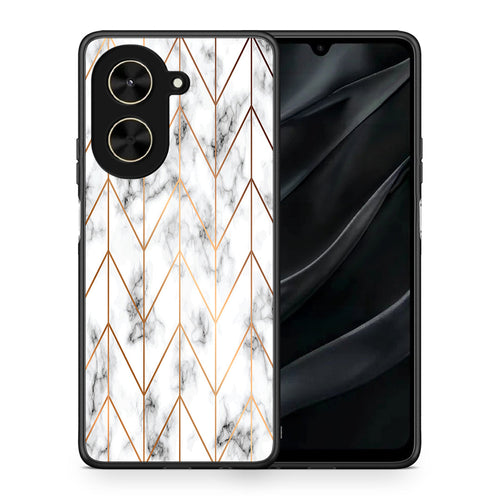 Θήκη Xiaomi Poco C71 Gold Geometric Marble από τη Smartfits με σχέδιο στο πίσω μέρος και μαύρο περίβλημα | Xiaomi Poco C71 Gold Geometric Marble case with colorful back and black bezels
