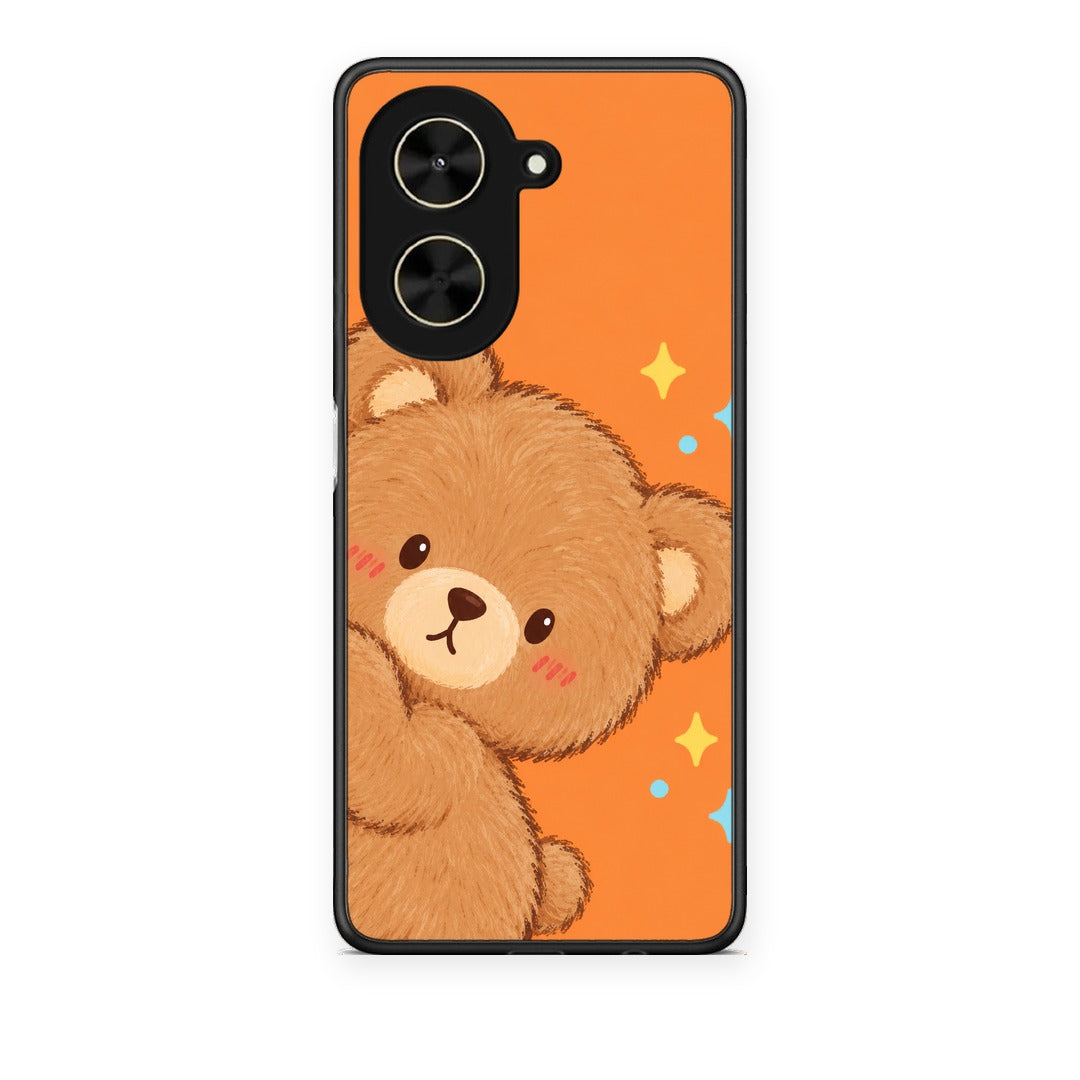Θήκη Xiaomi Poco C71 Peekaboo Teddy on Orange από τη Smartfits με σχέδιο στο πίσω μέρος και μαύρο περίβλημα | Xiaomi Poco C71 Peekaboo Teddy on Orange case with colorful back and black bezels