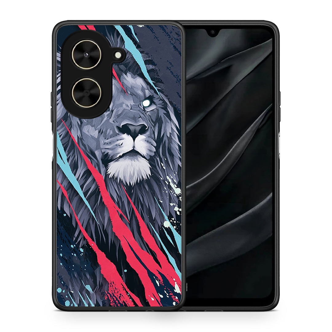 Θήκη Xiaomi Poco C71 Lion Designer PopArt από τη Smartfits με σχέδιο στο πίσω μέρος και μαύρο περίβλημα | Xiaomi Poco C71 Lion Designer PopArt case with colorful back and black bezels