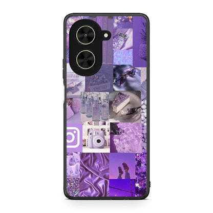Xiaomi Poco C71 Purple Aesthetic Collage θήκη από τη Smartfits με σχέδιο στο πίσω μέρος και μαύρο περίβλημα | Smartphone case with colorful back and black bezels by Smartfits