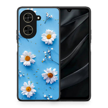 Θήκη Xiaomi Poco C71 Real Daisies από τη Smartfits με σχέδιο στο πίσω μέρος και μαύρο περίβλημα | Xiaomi Poco C71 Real Daisies case with colorful back and black bezels