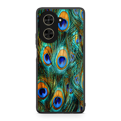 Xiaomi Poco C71 Real Peacock Feathers θήκη από τη Smartfits με σχέδιο στο πίσω μέρος και μαύρο περίβλημα | Smartphone case with colorful back and black bezels by Smartfits