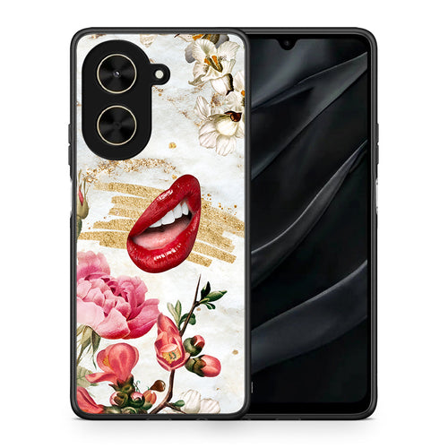 Θήκη Xiaomi Poco C71 Red Lips από τη Smartfits με σχέδιο στο πίσω μέρος και μαύρο περίβλημα | Xiaomi Poco C71 Red Lips case with colorful back and black bezels