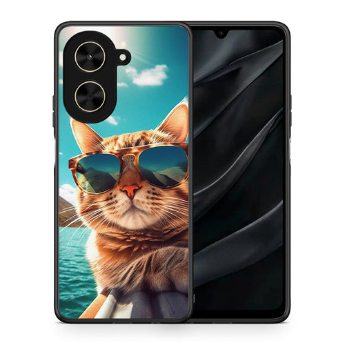 Θήκη Xiaomi Poco C71 Summer Cat από τη Smartfits με σχέδιο στο πίσω μέρος και μαύρο περίβλημα | Xiaomi Poco C71 Summer Cat case with colorful back and black bezels