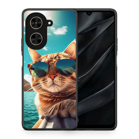 Θήκη Xiaomi Poco C71 Summer Cat από τη Smartfits με σχέδιο στο πίσω μέρος και μαύρο περίβλημα | Xiaomi Poco C71 Summer Cat case with colorful back and black bezels