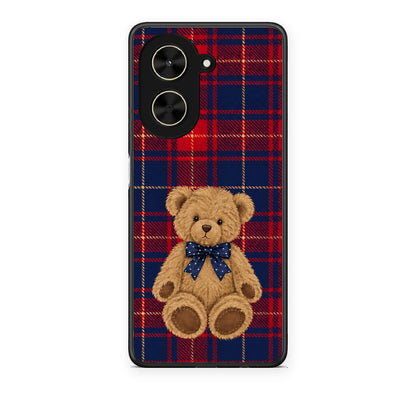 Θήκη Xiaomi Poco C71 Teddy Bear on Red and Navy Tartan από τη Smartfits με σχέδιο στο πίσω μέρος και μαύρο περίβλημα | Xiaomi Poco C71 Teddy Bear on Red and Navy Tartan case with colorful back and black bezels
