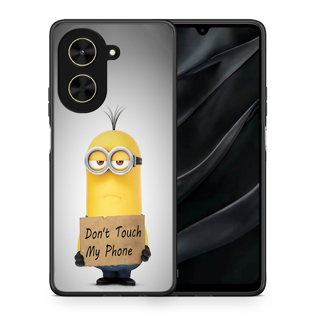 Θήκη Xiaomi Poco C71 Minion Text από τη Smartfits με σχέδιο στο πίσω μέρος και μαύρο περίβλημα | Xiaomi Poco C71 Minion Text case with colorful back and black bezels