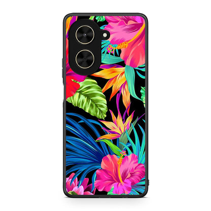 Xiaomi Poco C71 Tropical Flowers θήκη από τη Smartfits με σχέδιο στο πίσω μέρος και μαύρο περίβλημα | Smartphone case with colorful back and black bezels by Smartfits