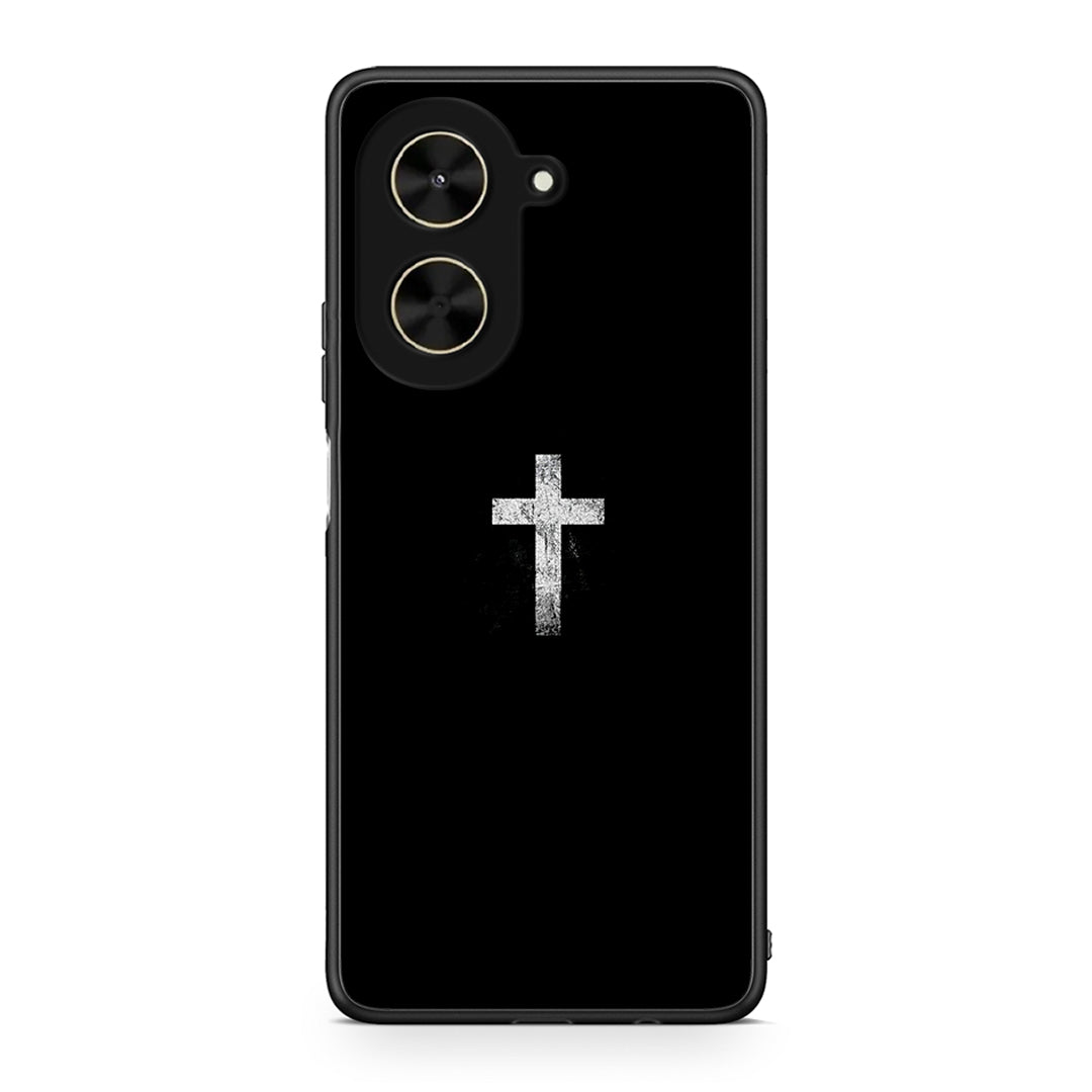 Xiaomi Poco C71 White Cross θήκη από τη Smartfits με σχέδιο στο πίσω μέρος και μαύρο περίβλημα | Smartphone case with colorful back and black bezels by Smartfits