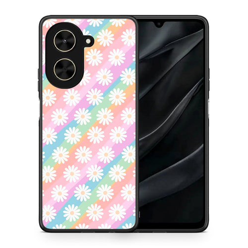 Θήκη Xiaomi Poco C71 White Daisies από τη Smartfits με σχέδιο στο πίσω μέρος και μαύρο περίβλημα | Xiaomi Poco C71 White Daisies case with colorful back and black bezels