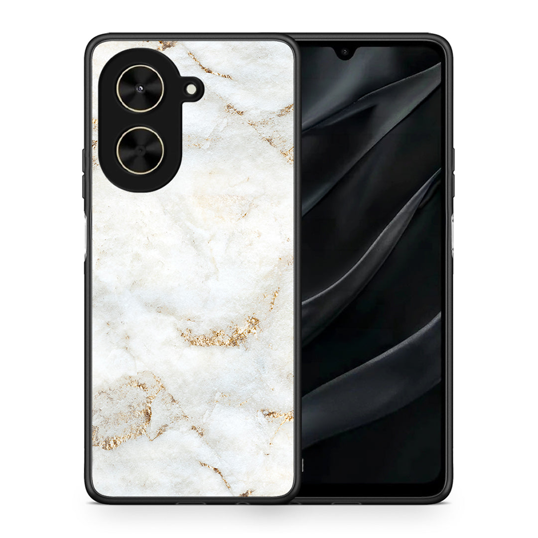 Θήκη Xiaomi Poco C71 White Gold Marble από τη Smartfits με σχέδιο στο πίσω μέρος και μαύρο περίβλημα | Xiaomi Poco C71 White Gold Marble case with colorful back and black bezels