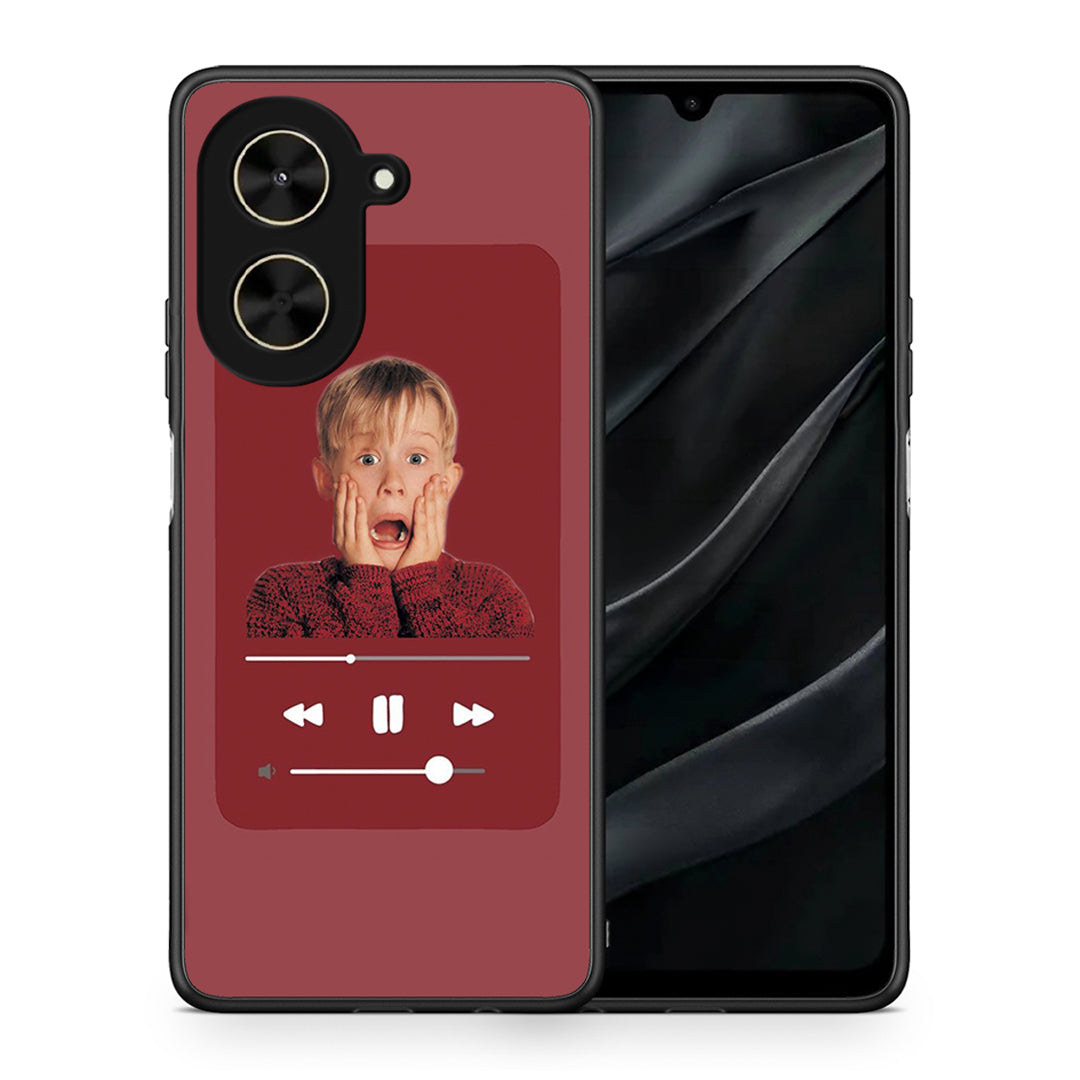 Θήκη Xiaomi Poco C71 Xmas Alone Music από τη Smartfits με σχέδιο στο πίσω μέρος και μαύρο περίβλημα | Xiaomi Poco C71 Xmas Alone Music case with colorful back and black bezels