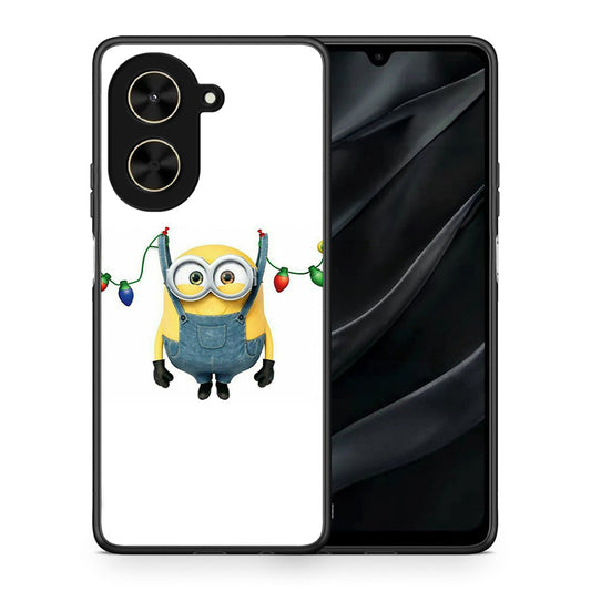 Θήκη Xiaomi Poco C71 Xmas Minion Lights από τη Smartfits με σχέδιο στο πίσω μέρος και μαύρο περίβλημα | Xiaomi Poco C71 Xmas Minion Lights case with colorful back and black bezels