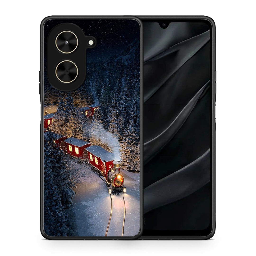 Θήκη Xiaomi Poco C71 Xmas Train από τη Smartfits με σχέδιο στο πίσω μέρος και μαύρο περίβλημα | Xiaomi Poco C71 Xmas Train case with colorful back and black bezels