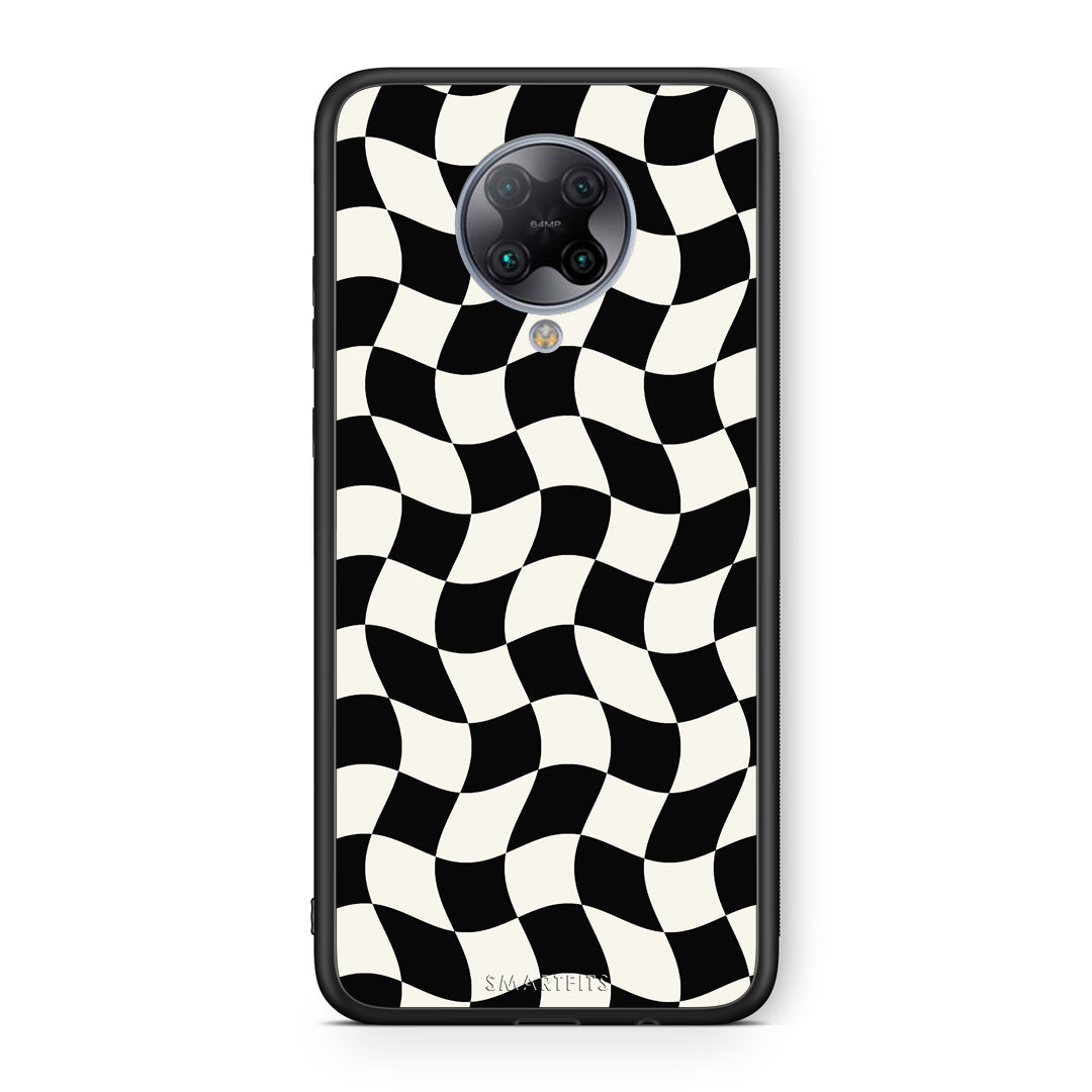Θήκη Xiaomi Poco F2 Pro Black and Cream Wavy Checkerboard από τη Smartfits με σχέδιο στο πίσω μέρος και μαύρο περίβλημα | Xiaomi Poco F2 Pro Black and Cream Wavy Checkerboard case with colorful back and black bezels