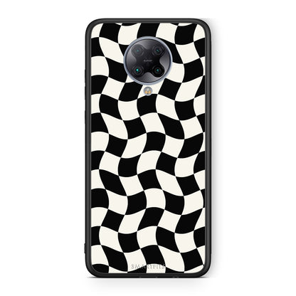 Θήκη Xiaomi Poco F2 Pro Black and Cream Wavy Checkerboard από τη Smartfits με σχέδιο στο πίσω μέρος και μαύρο περίβλημα | Xiaomi Poco F2 Pro Black and Cream Wavy Checkerboard case with colorful back and black bezels
