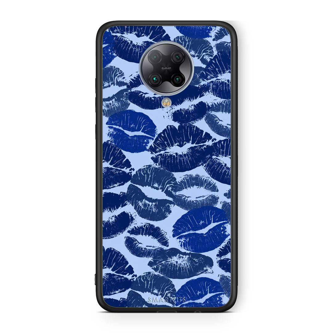 Θήκη Xiaomi Poco F2 Pro Blue Lipstick Kisses από τη Smartfits με σχέδιο στο πίσω μέρος και μαύρο περίβλημα | Xiaomi Poco F2 Pro Blue Lipstick Kisses case with colorful back and black bezels