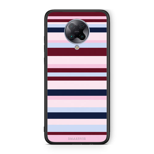Θήκη Xiaomi Poco F2 Pro Burgundy Pink and Blue Horizontal Stripes από τη Smartfits με σχέδιο στο πίσω μέρος και μαύρο περίβλημα | Xiaomi Poco F2 Pro Burgundy Pink and Blue Horizontal Stripes case with colorful back and black bezels