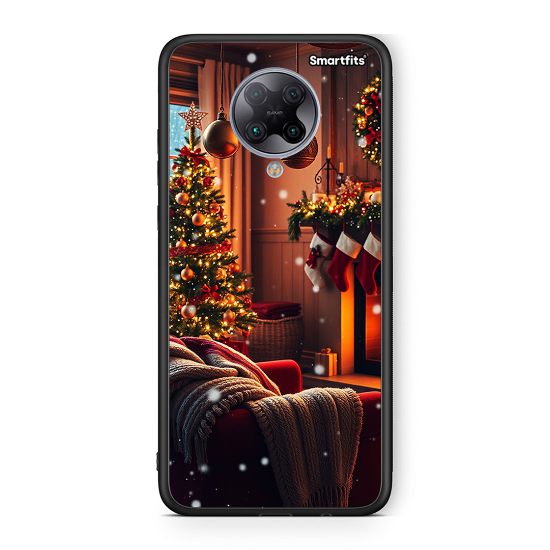 Xiaomi Poco F2 Pro Home For Christmas θήκη από τη Smartfits με σχέδιο στο πίσω μέρος και μαύρο περίβλημα | Smartphone case with colorful back and black bezels by Smartfits
