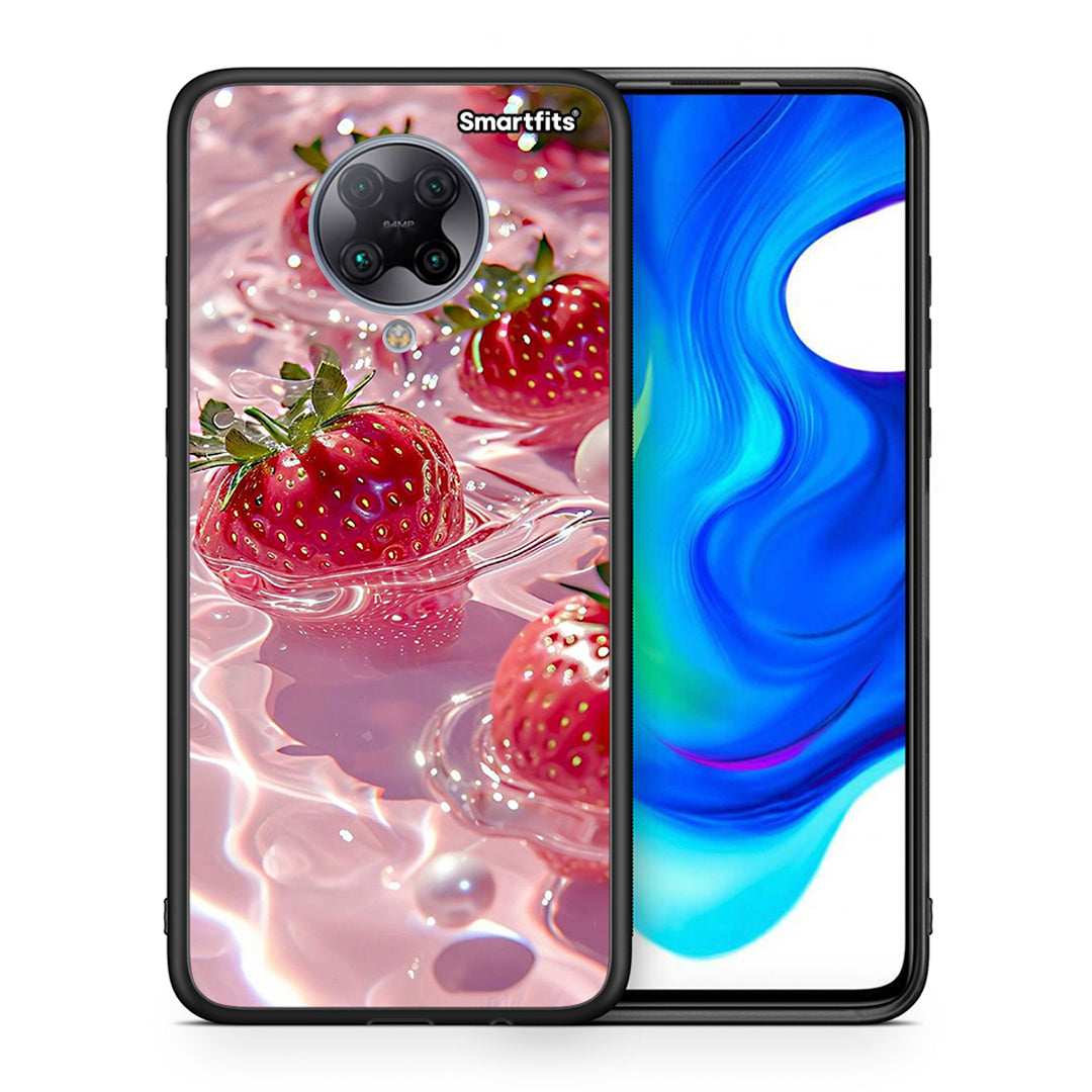 Θήκη Xiaomi Poco F2 Pro Juicy Strawberries από τη Smartfits με σχέδιο στο πίσω μέρος και μαύρο περίβλημα | Xiaomi Poco F2 Pro Juicy Strawberries case with colorful back and black bezels