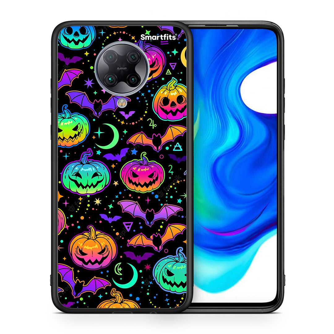 Θήκη Xiaomi Poco F2 Pro Neon Halloween από τη Smartfits με σχέδιο στο πίσω μέρος και μαύρο περίβλημα | Xiaomi Poco F2 Pro Neon Halloween case with colorful back and black bezels